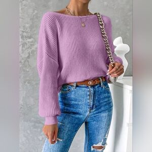 Women's Cropped Sweater - Lilac Lavender Purple